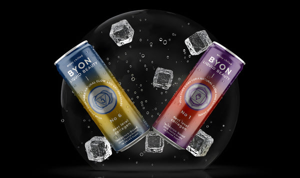 Byon Dosen in Blase mit Eiswürfeln