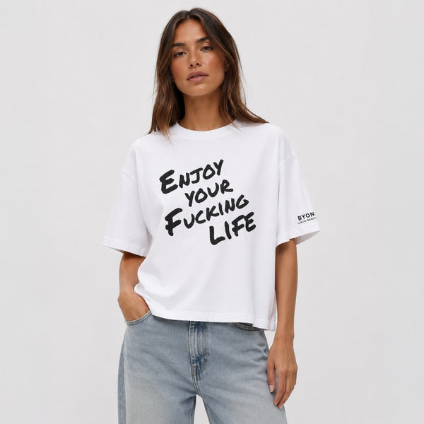 Boxy Oversize T-Shirt – „Enjoy Your Fucking Life“